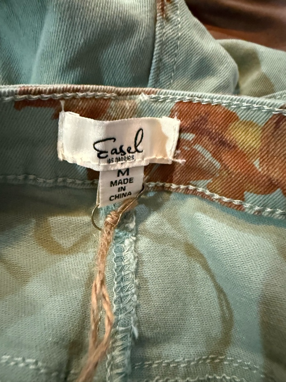 easel Mint Green Floral Wide-Leg Pants with Yellow Blooms - Picture 2 of 6